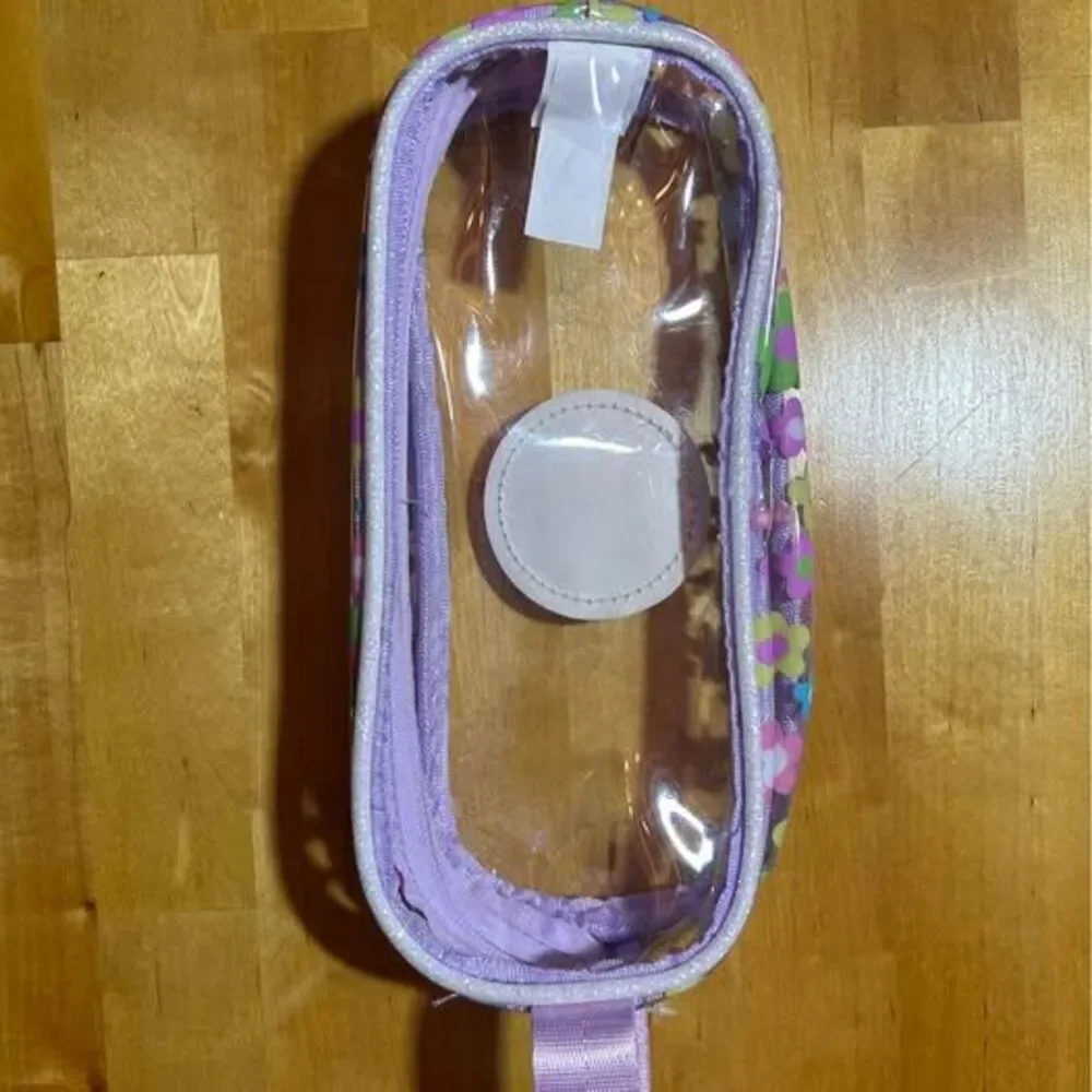 Clear Smiley Face Floral Pencil Case